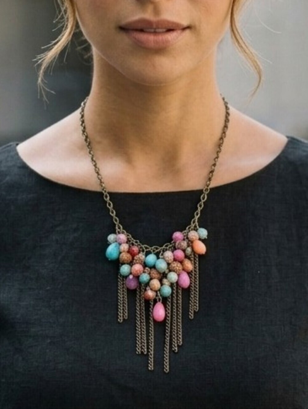 COLORFUL Necklace with Multi Colored Beads